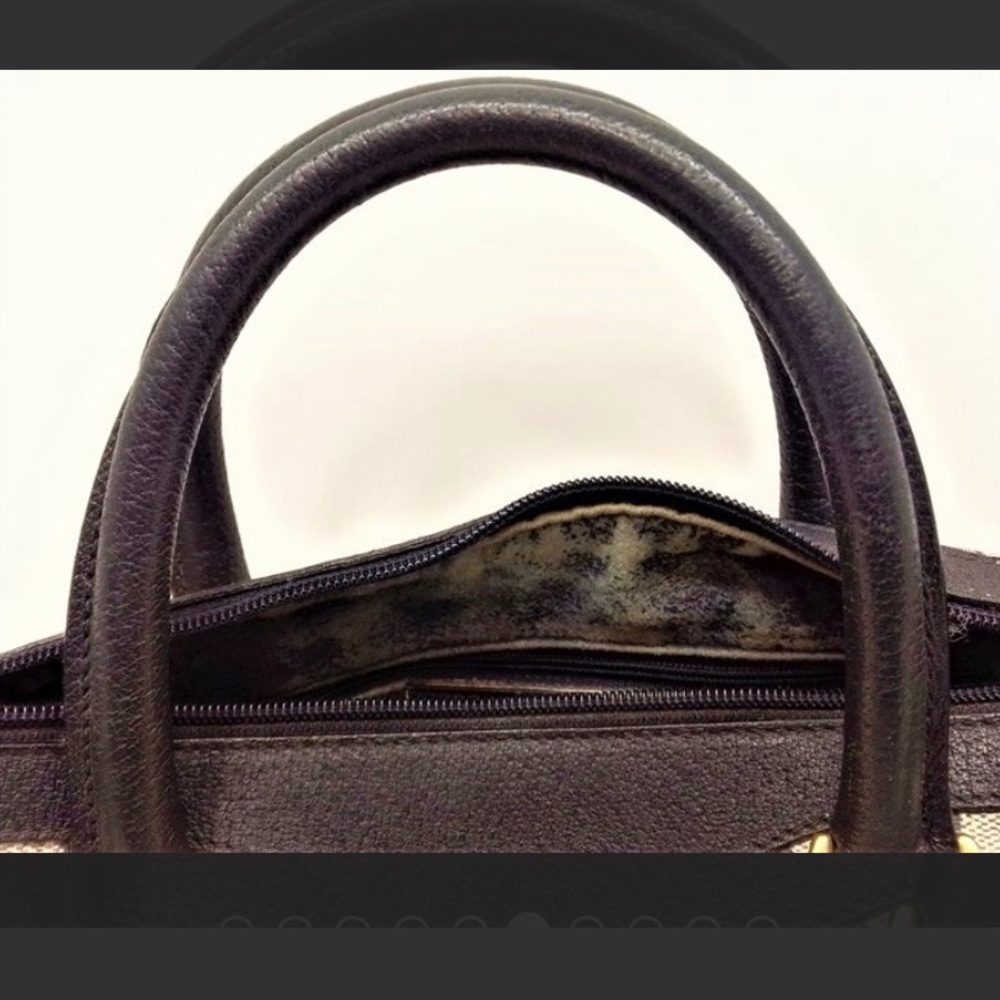 Gucci Beige GG Canvas Boston Bag with Black Leather and Red-Blue Web - Picture 7 of 10